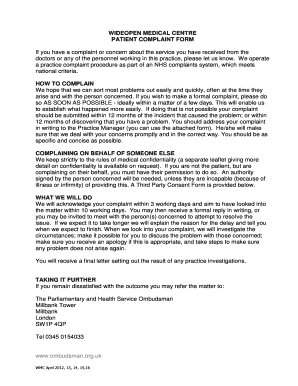 Complaint Form - Wideopen Medical Centre