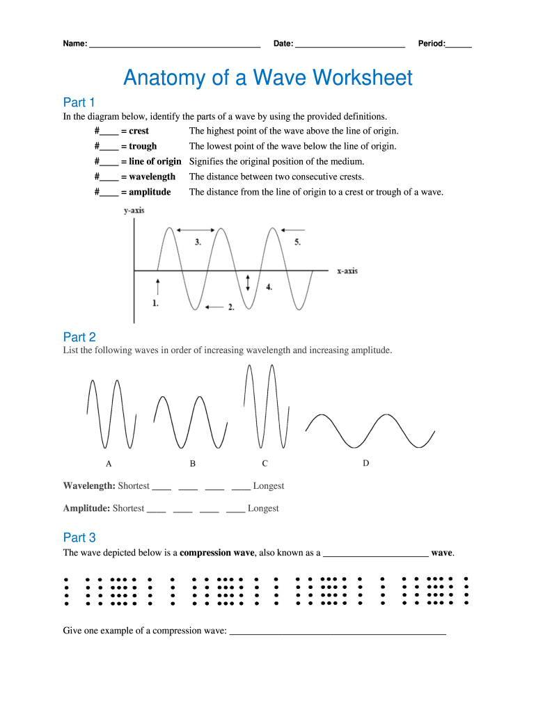 Anatomy Of A Wave Worksheet - Fill Online, Printable, Fillable Throughout Waves Worksheet 1 Answers