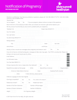 Nevada - Notification of Pregnancy Form. Notification of Pregnancy Form