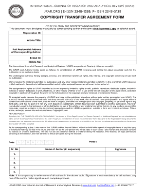 copyright transfer agreement form - ijcrt