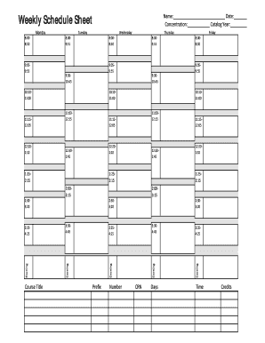 fillable online weekly schedule blank fax email print pdffiller weekly schedule online