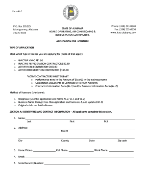 Alabama HVAC Licensure Application