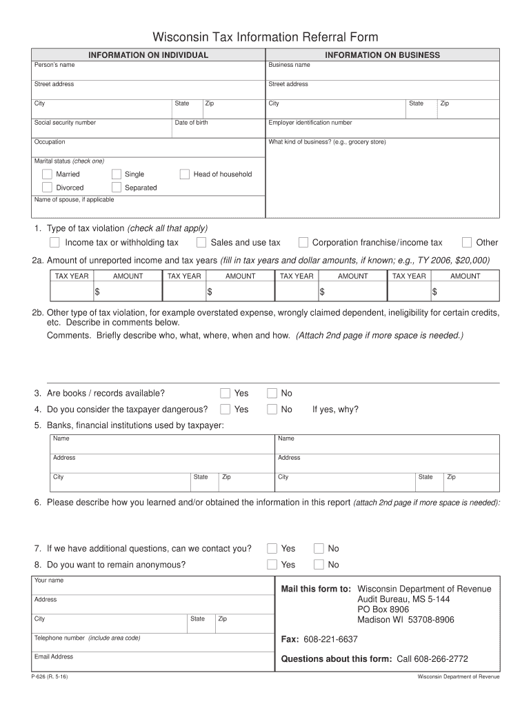 p626 form Preview on Page 1