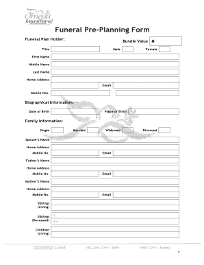 Funeral Pre-Planning Form - Omega Funeral Homes
