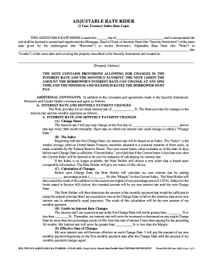 Fillable Online THIS ADJUSTABLE RATE RIDER is made this day of , , and ...