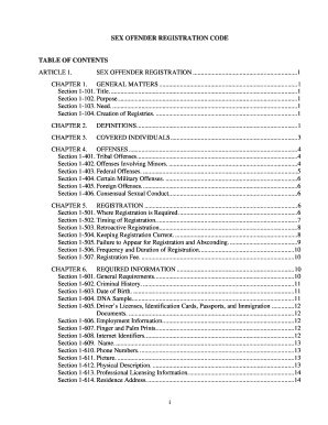 i SEX OFENDER REGISTRATION CODE TABLE OF CONTENTS ...