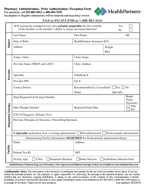 Pharmacy Administration - Prior Authorization / Exception Form