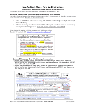 Non Resident Alien Form W-4 Instructions - unco.edu