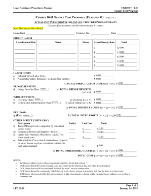 EXHIBIT 10-H SAMPLE COST PROPOSAL (EXAMPLE #1)