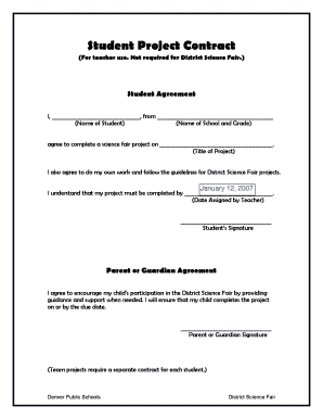 Student Project Contract - McKinley-Thatcher Elementary - Denver...