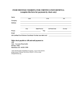Food Defense Coordinator Certification Renewal