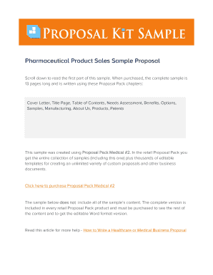 pharmaceutical products sales proposals examples