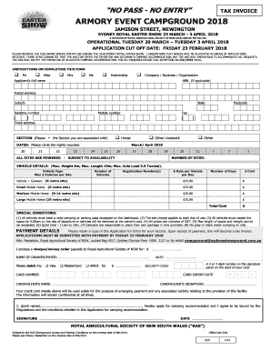 FORM 2018 Camping ARMORY ... - Sydney Royal Easter Show