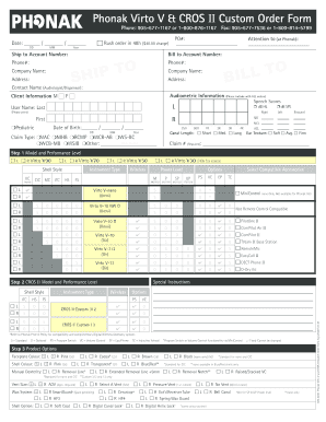 Phonak Virto B Order Form - Fill Online, Printable, Fillable, Blank