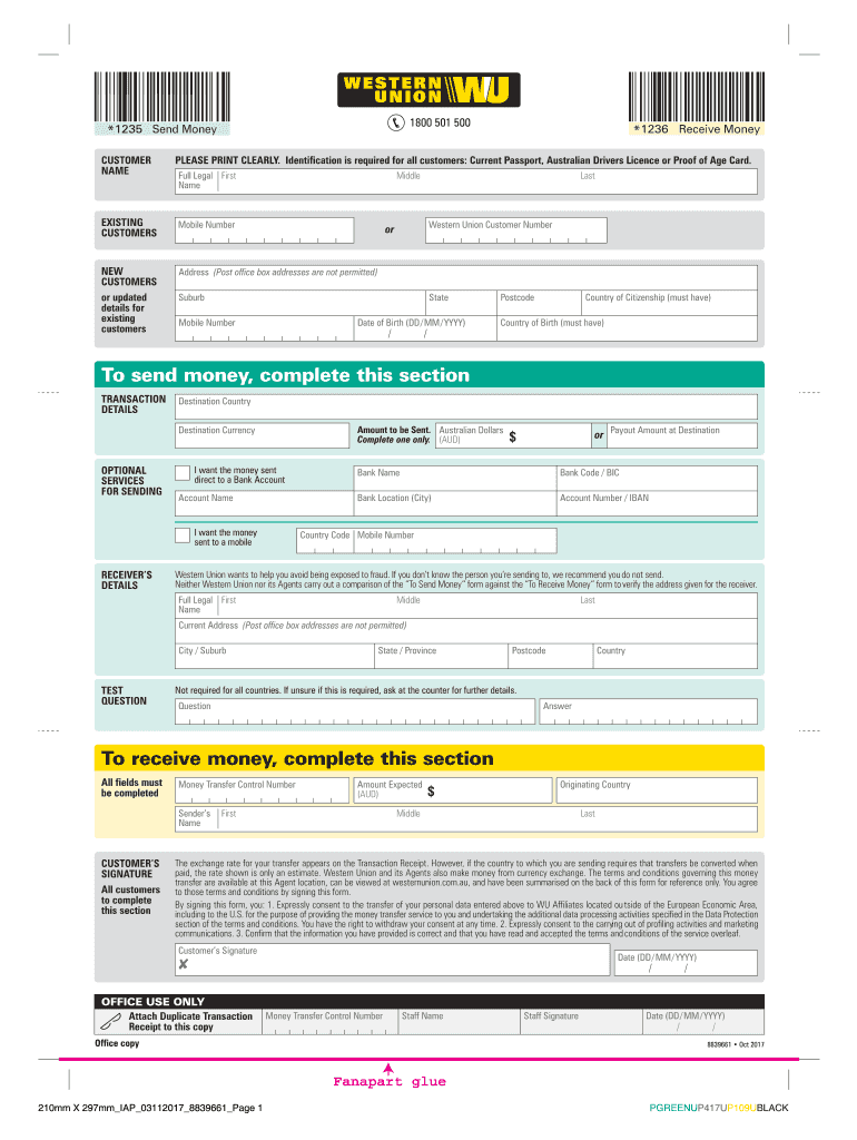 Western Union Form Fill Online Printable Fillable Blank Pdffiller