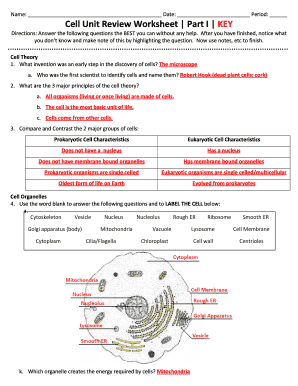 Cell Unit Review Worksheet Part 2 - Fill and Sign Printable Template Online