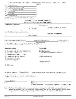 Notice of Appeal by Federal Trade Commission to the United States ...