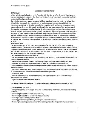 SCHOOL POLICY ON TRIPS RATIONALE In line with the catholic