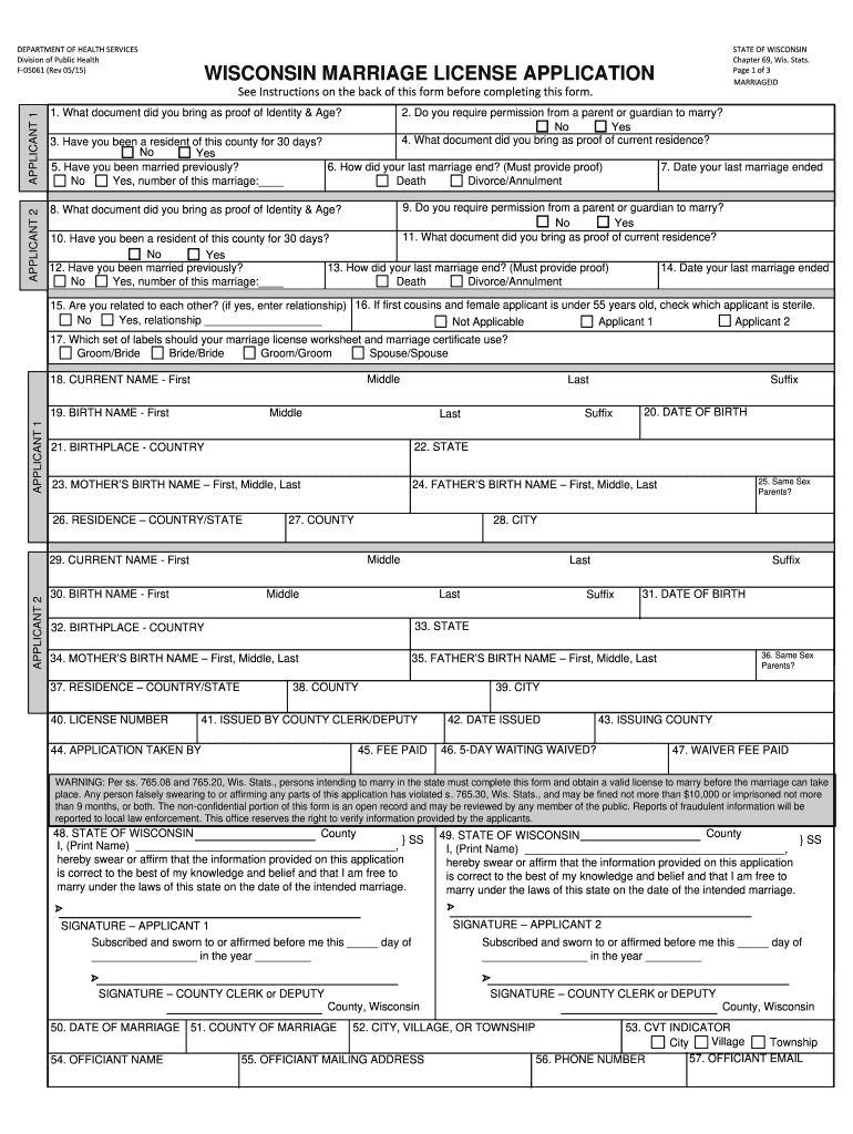 marriage certificate wisconsin Preview on Page 1