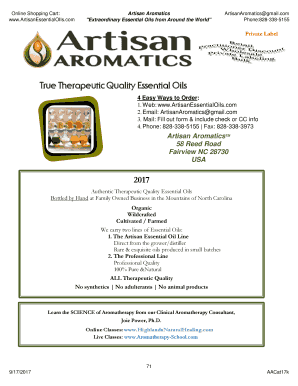 Fillable Online Private Label Catalog - Artisan Aromatics Fax Email Print -  pdfFiller