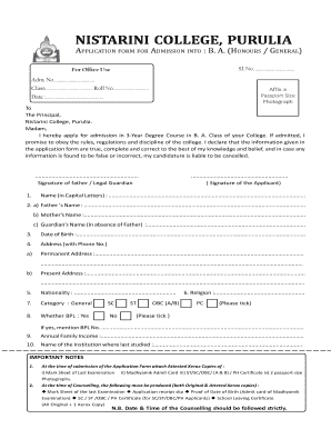 Fillable Online Admission Form legal.p65 - Nistarini Women's College Fax  Email Print - pdfFiller