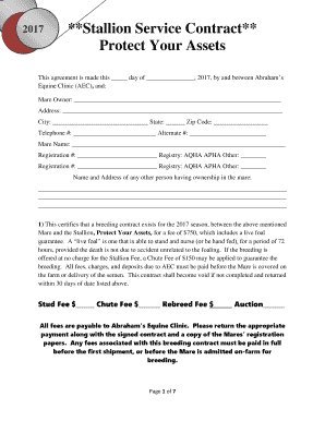 **Stallion Service Contract** Protect Your Assets