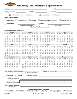 2011 Hourly Time Off Request &amp; Approval Form - Ahern Rentals