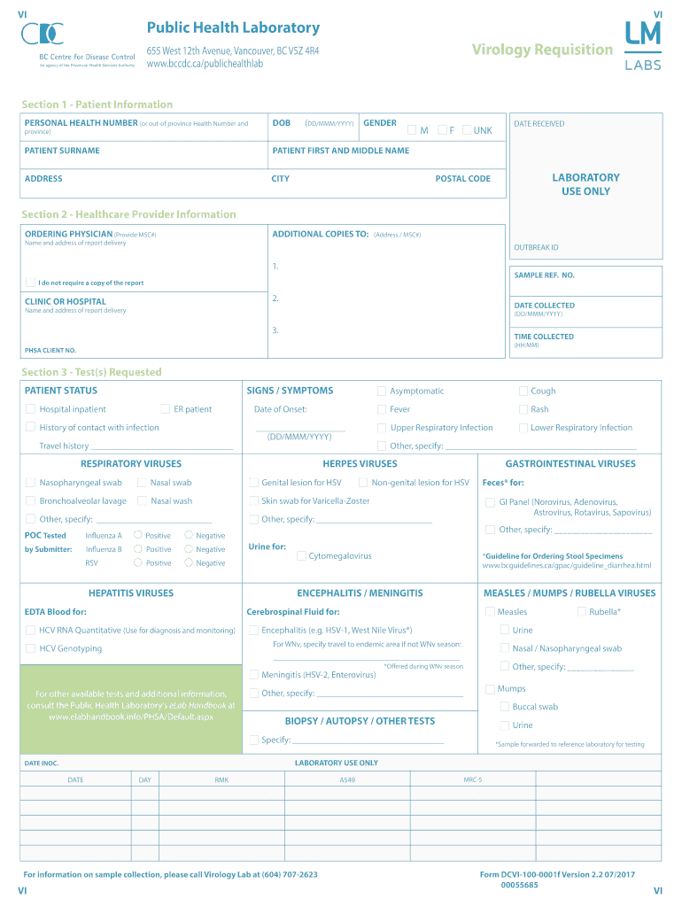 virology requisition Preview on Page 1