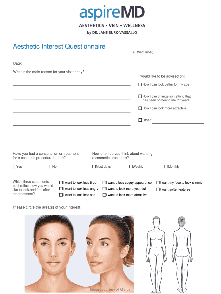 aesthetic questionnaire Preview on Page 1