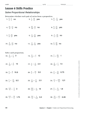 Determine whether each pair of ratios form a proportion
