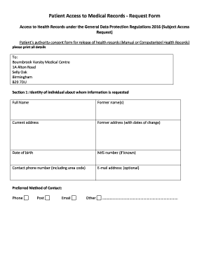 Patient Access to Medical Records - Request Form - Bournbrook ...