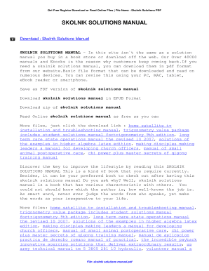 Skolnik Solutions Manual. Skolnik Solutions Manual