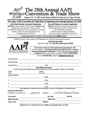 Fillable Online The 3-day AAPI Convention &amp; Trade Show if registering ...
