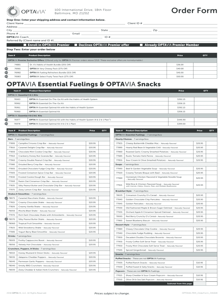 Optavia fuelings list Fill out & sign online DocHub