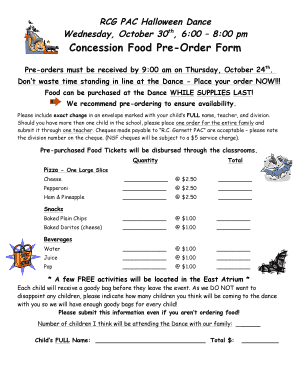 Concession Food Pre-Order Form - WordPress.com