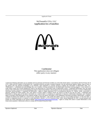 McDonald's Franchise Application
