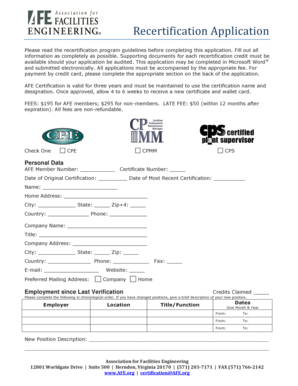 AFE Recertification Application