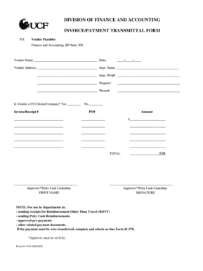 Invoice/Payment Transmittal Form
