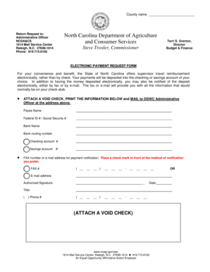 North Carolina Electronic Payment Request Form