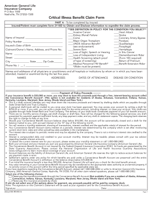 Critical Illness Benefit Claim Form