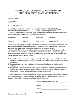 Controlled Construction Affidavit