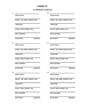 Authorized Vehicles Form