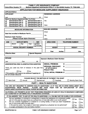 Medicare Supplement Insurance Application