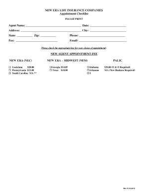 New Era Life Insurance Agent Appointment Checklist