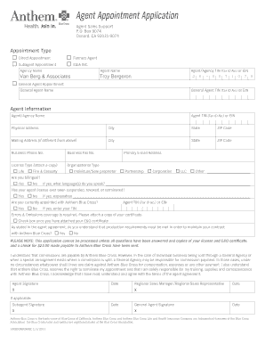 Anthem Blue Cross Agent Appointment Application