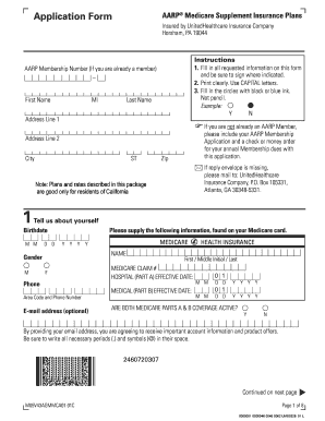 AARP Medicare Supplement Insurance Application