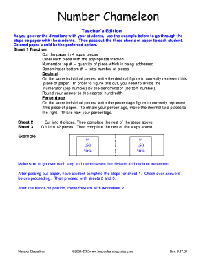 Number Chameleon Teacher's Edition
