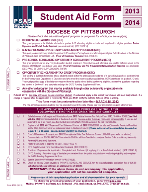2013-2014 Student Aid Form