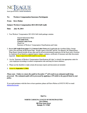 Workers Compensation 2013-2014 Self-Audit Form