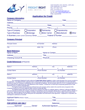 Freight Right Credit Application